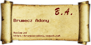 Brumecz Adony névjegykártya